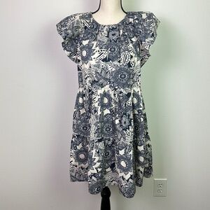Marie Oliver Women's Kara Dress Indigo Blossom Floral Relaxed Fit Tiered